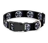 Marvel Comics Collar para mascotas, collar de perro, hebilla de plástico, X Men X Icon Black Silvers, 8.5 a 12 pulgadas, 0.5 pulgadas de ancho