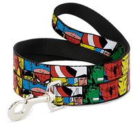 Marvel Comics - Correa para Mascotas, Correa para Perro, Bloques de cómics de superhéroes de Marvel, 6 pies de Largo y 0.5 Pulgadas de Ancho