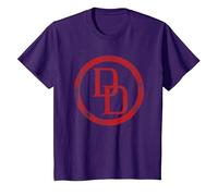 Marvel Comics Daredevil Distressed Circle Logo Camiseta, Niños, Morado, 8 años