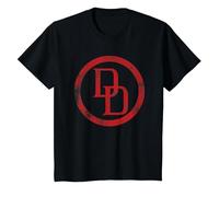 Marvel Comics Daredevil Distressed Circle Logo Camiseta, Niños, Negro, 8 años