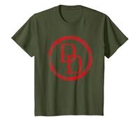 Marvel Comics Daredevil Distressed Circle Logo Camiseta, Niños, Verde Oliva, 12 años
