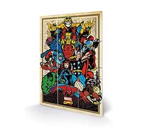 Marvel Comics MW12494P - Impresión sobre madera, 29,5 x 20 cm - Marvel Retro (Vengers), MDF, Multicolor, 5 x 20 x 1,2 cm