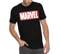 Marvel Comics Simple Classic Logo T-Shirt Camiseta, Negro, M para Hombre