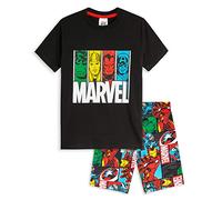 Marvel Cómodo Conjunto de Pijama Corto Superhéroes para Niños (Negro/Multicolor Avengers, 9-10 años)