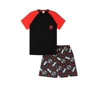 Marvel Conjunto de pijama corto Spiderman para hombre, color negro y rojo, Negro, XL