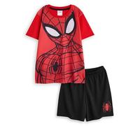 Marvel Conjunto de Pijama de 2 Piezas para ninos Spiderman | Pantalones de Pierna Corta para ninos y Top de Noche de Manga Corta en Rojo y Negro | Pijama con Estampado Grafico de superheroe Spiderman
