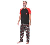 Marvel Conjunto de pijama largo Spiderman para hombre, color negro y rojo, Negro, XL