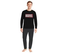 Marvel - Conjunto de pijama para hombre, camiseta de manga larga con pantalones, negro/gris (AS3, Alpha, X_L, regular, regular), negro/gris, XL