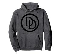 Marvel Daredevil Black Logo Sudadera con Capucha, Unisex para Adultos, Jaspeado Oscuro, L