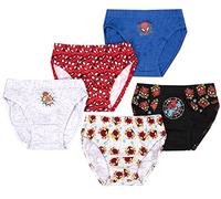 Marvel DC Comics - Hombre Araña - Calzoncillos para Niños - Calzones de Algodón Suave - Calzoncillos para Niños de Spider Man- Paquete de 5 con 5 Diseños Diferentes - Azul/Gris - Edad 6-7