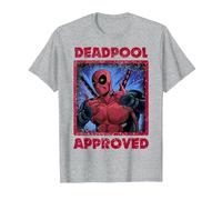 Marvel Deadpool Approved by Deadpool Camiseta, Hombre, Gris Jaspeado, S