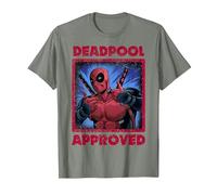 Marvel Deadpool Approved by Deadpool Camiseta, Hombre, Verde Militar Jaspeado, L
