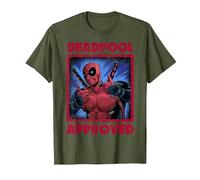 Marvel Deadpool Approved by Deadpool Camiseta, Hombre, Verde Oliva, 3XL