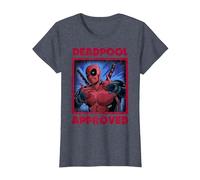 Marvel Deadpool Approved by Deadpool Camiseta, Mujer, Azul Jaspeado, S