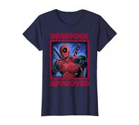 Marvel Deadpool Approved by Deadpool Camiseta, Mujer, Azul Marino, S
