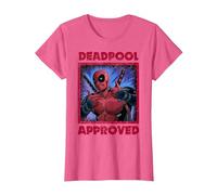 Marvel Deadpool Approved by Deadpool Camiseta, Mujer, Rosa Jaspeado, S