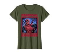 Marvel Deadpool Approved by Deadpool Camiseta, Mujer, Verde Oliva, L