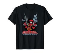 Marvel Deadpool Cartoon Guns Camiseta, Hombre, Negro, M