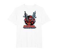 Marvel Deadpool Cartoon Guns Camiseta, Hombre Tallas Grandes, Blanco, 4X Alto