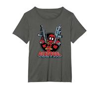 Marvel Deadpool Cartoon Guns Camiseta, Mujer Tallas Grandes, Asfalto, 5XL Grande