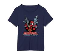 Marvel Deadpool Cartoon Guns Camiseta, Mujer Tallas Grandes, Azul Marino, 6XL Grande