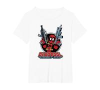 Marvel Deadpool Cartoon Guns Camiseta, Mujer Tallas Grandes, Blanco, 5XL Grande