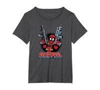 Marvel Deadpool Cartoon Guns Camiseta, Mujer Tallas Grandes, Jaspeado Oscuro, 2XL Grande