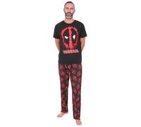 Marvel Deadpool - Conjunto de pijama largo para hombre, color negro y rojo, Negro , XL