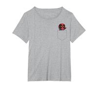 Marvel Deadpool Corner Pocket Happy Cartoon Camiseta, Mujer Tallas Grandes, Gris Jaspeado, 4XL Grande
