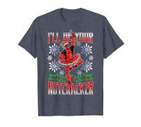 Marvel Deadpool Navidad I'Ll Be Your Nutcracker Camiseta, Hombre, Azul Jaspeado, 4XL