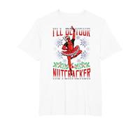 Marvel Deadpool Navidad I'Ll Be Your Nutcracker Camiseta, Hombre Tallas Grandes, Blanco, 2X Alto