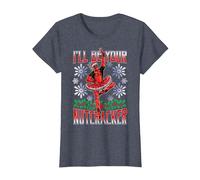 Marvel Deadpool Navidad I'Ll Be Your Nutcracker Camiseta, Mujer, Azul Jaspeado, XL