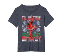 Marvel Deadpool Navidad I'Ll Be Your Nutcracker Camiseta, Mujer Tallas Grandes, Azul Jaspeado, 3XL Grande