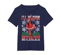 Marvel Deadpool Navidad I'Ll Be Your Nutcracker Camiseta, Mujer Tallas Grandes, Azul Marino, 2XL Grande