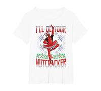 Marvel Deadpool Navidad I'Ll Be Your Nutcracker Camiseta, Mujer Tallas Grandes, Blanco, 2XL Grande