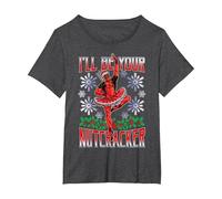 Marvel Deadpool Navidad I'Ll Be Your Nutcracker Camiseta, Mujer Tallas Grandes, Jaspeado Oscuro, 2XL Grande