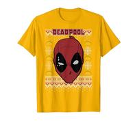 Marvel Deadpool Navidad Ugly Sweater Style Camiseta, Hombre, Dorado Brillante, XL