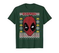 Marvel Deadpool Navidad Ugly Sweater Style Camiseta, Hombre, Verde Bosque, L