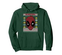 Marvel Deadpool Navidad Ugly Sweater Style Sudadera con Capucha, Unisex para Adultos, Verde Bosque, S
