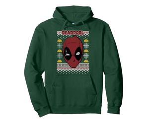 Marvel Deadpool Navidad Ugly Sweater Style Sudadera con Capucha, Unisex para Adultos, Verde Bosque, S