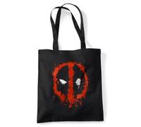 Marvel Deadpool Paint Logo Bolsa de viaje reutilizable para comestibles, negro, 38 x 42 cm