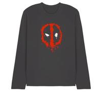 Marvel Deadpool Paint Logo Unisex Long Sleeve T Shirt, Charcoal, Large
