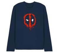 Marvel Deadpool Paint Logo Unisex Long Sleeve T Shirt, Navy, Small