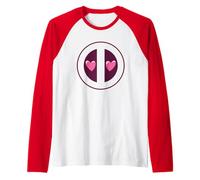 Marvel Deadpool Valentine's Day Cute Heart Eyes Chest Logo Camiseta Manga Raglan