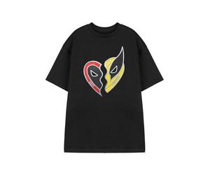 Marvel Deadpool & Wolverine - Camiseta para hombre | Camiseta gráfica negra de manga corta para adultos | Camiseta de ropa para fanáticos de la comedia de superhéroes | Regalo de mercancía de cómic de