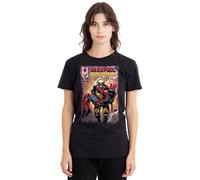 Marvel Deadpool Wolverine Wolverine Saves Deadpool Comic Camiseta de Mujer, Negro, S