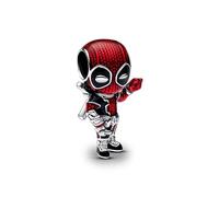 Marvel Dije con diseño de Deadpool en plata de ley con esmalte rojo y negro