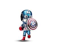 Pandora Charm Capitán América de Los Vengadores de Marvel en Plata de Ley