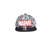 Marvel Comics Logo and Comic Pattern Snapback Baseball Cap Gorra de béisbol, Grey (Grey Grey), Talla Única Unisex Adulto