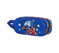 Marvel-Estuche Portatodo 3D Doble, 22 x 9.5 cm, Azul Punch